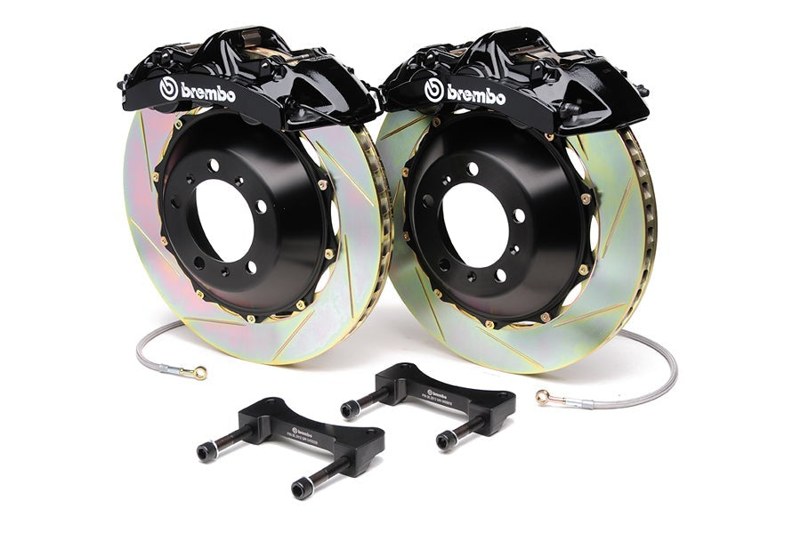 Brembo Gran Turismo 6 Piston Front Brake Kit Black Slotted Rotors - 2008-2014 Subaru WRX / 2010-2011 Legacy 2.5i