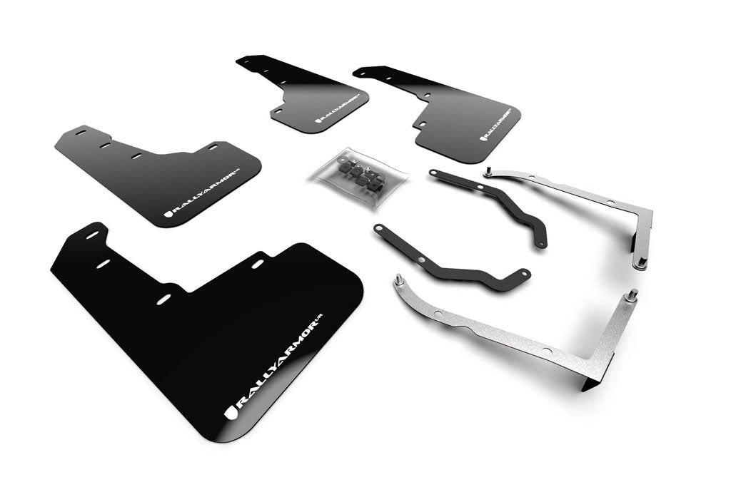 Rally Armor UR Mudflaps Lift / AT Black Urethane White Logo - 2018-2021 Subaru Crosstrek